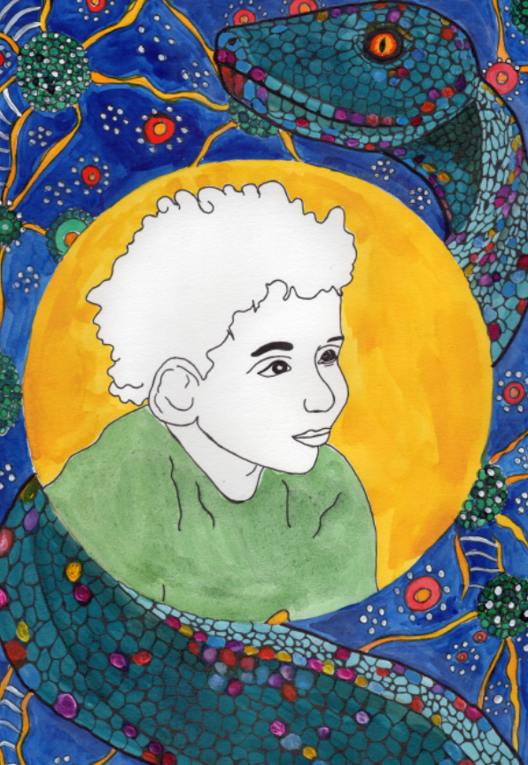 Anne and Rainbow Serpent illustration